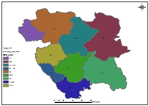 نقشه GIS شهرستان های استان کردستان