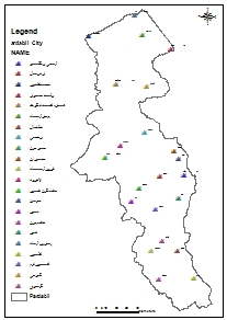 شیپ فایل نقاط شهری استان اردبیل