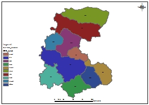 نقشه GIS شهرستان های استان مرکزی