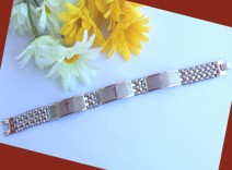 دستبند استیل نقره ای مردانه ،رنگ ثابت،ضد حساسیت
