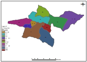 نقشه GIS شهرستان های استان تهران