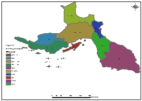 نقشه GIS شهرستان های استان هرمزگان